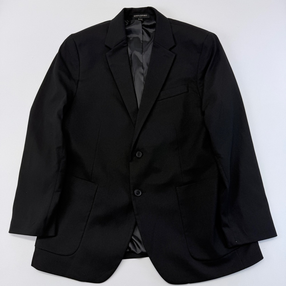 Banana Republic Mens Black Tailored Fit Textured Two Button Blazer Jacket 42S